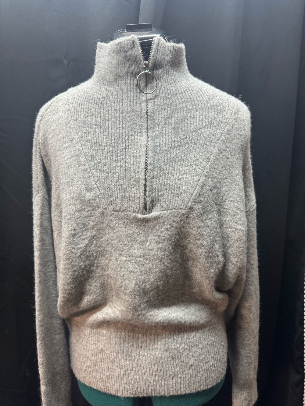 Grey Half-Zip Knit Sweater